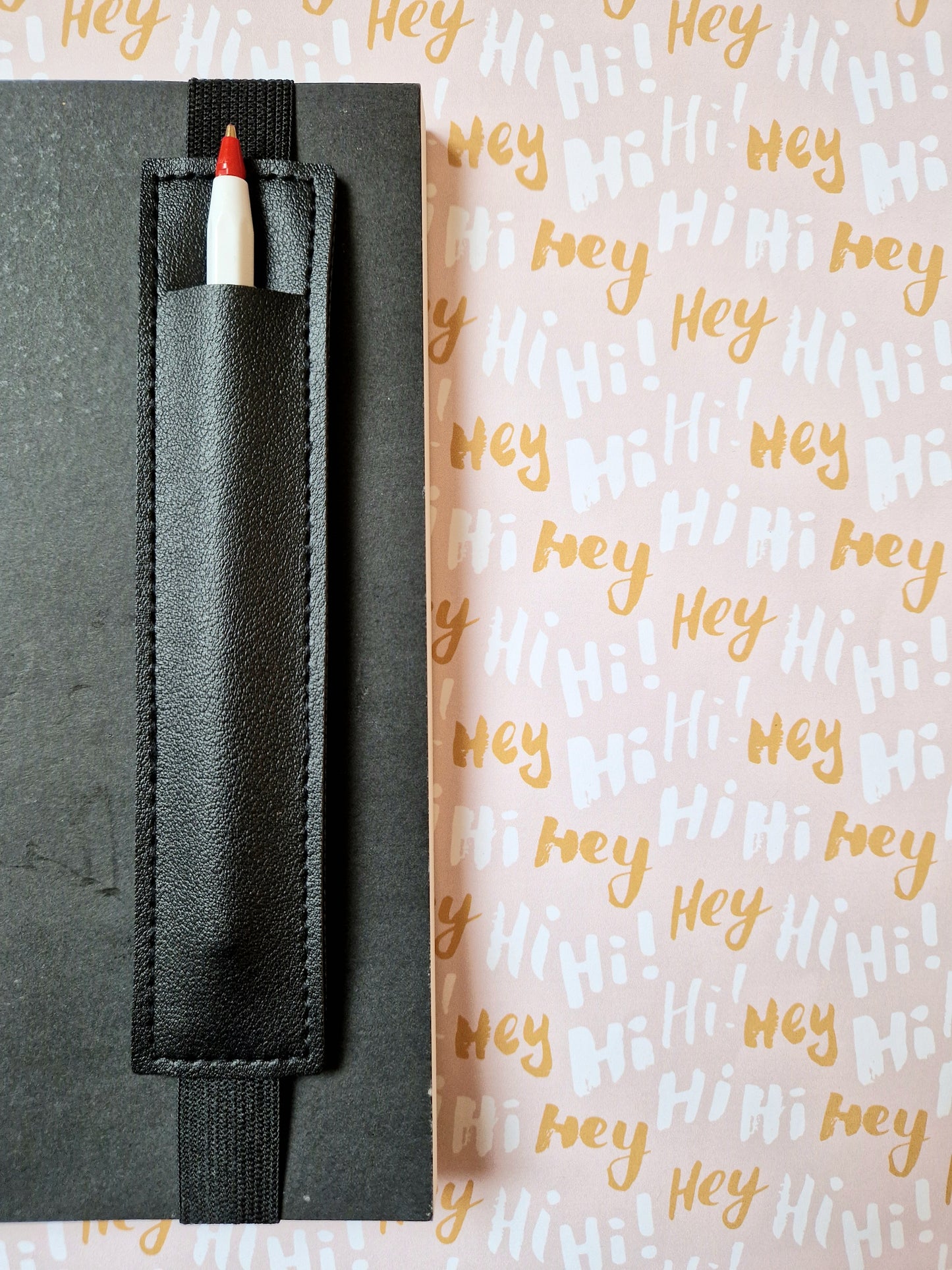 Personalised Faux Leather Premium Pen Holder - Notebook | Journal Accessories | Pen Accessory | Gift Idea | Stationary | Back to Uni | Black