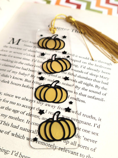 Golden Pumpkin Halloween Acrylic Bookmark | Premium Bookmark | Handmade | Gift Idea | Spooky Season | Autumn gifts | Book lover | Black/Gold