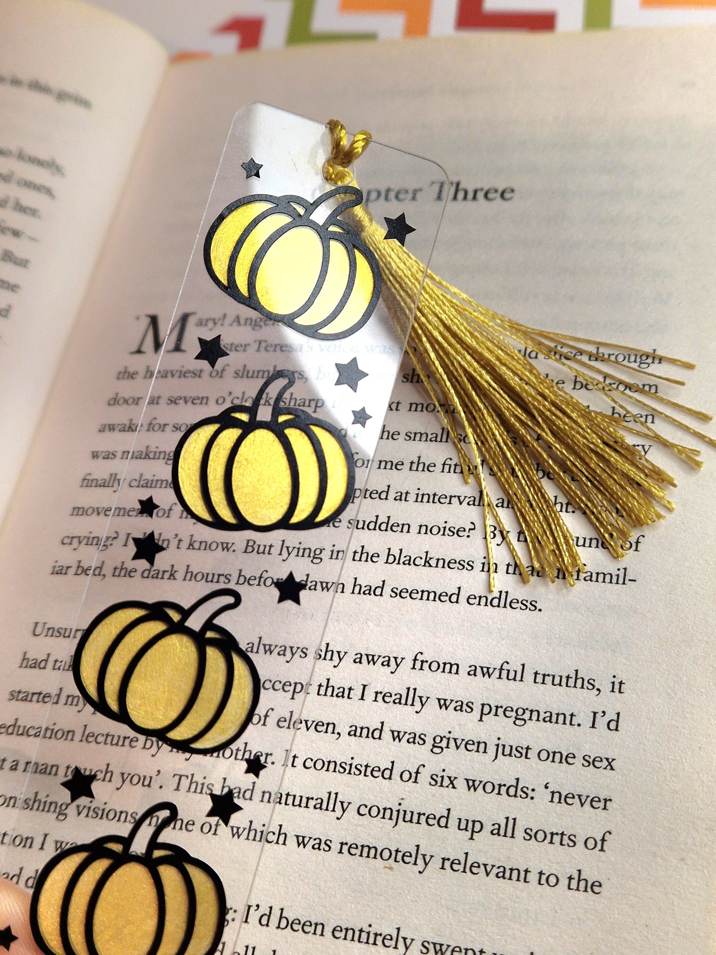 Golden Pumpkin Halloween Acrylic Bookmark | Premium Bookmark | Handmade | Gift Idea | Spooky Season | Autumn gifts | Book lover | Black/Gold