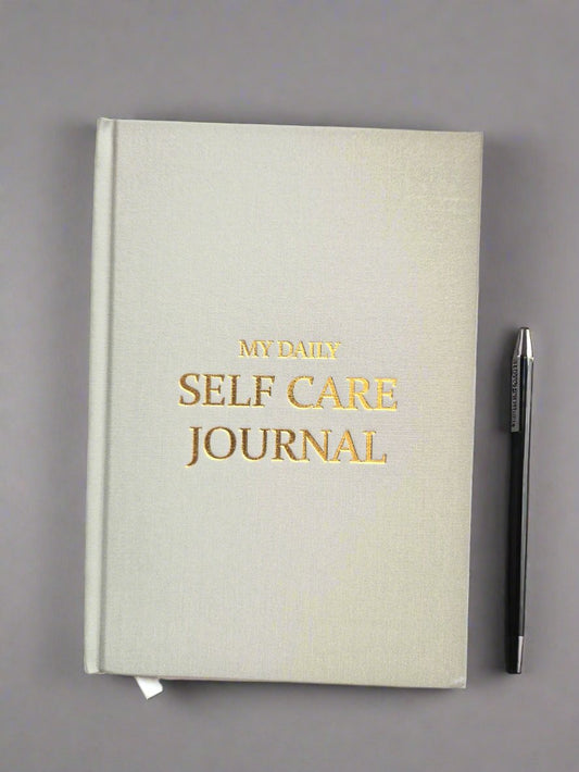 Premium Journal | My Daily Self Care Journal | A5 Gratitude Journal Grey | Journal/Diary | Gold Detail | Gift Idea | Health