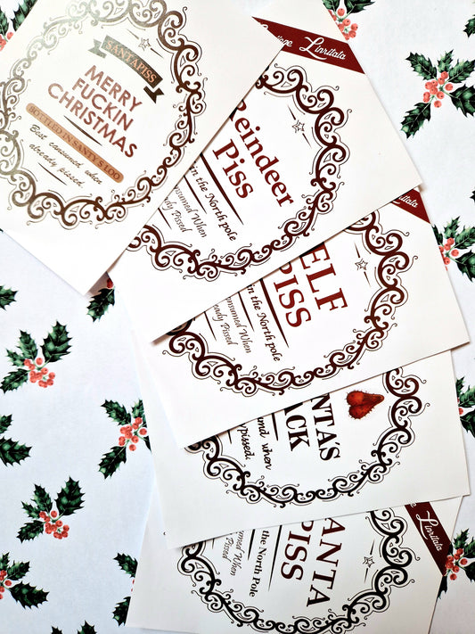 Christmas Wine Bottle Labels | Alcohol Label | Funny Christmas Stickers | Gift Idea | Unique gifts | Santa | Elf | Xmas | Bottle Labels |