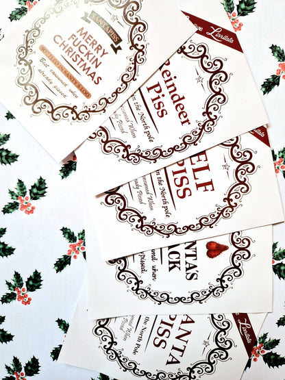 Christmas Wine Bottle Labels | Alcohol Label | Funny Christmas Stickers | Gift Idea | Unique gifts | Santa | Elf | Xmas | Bottle Labels |