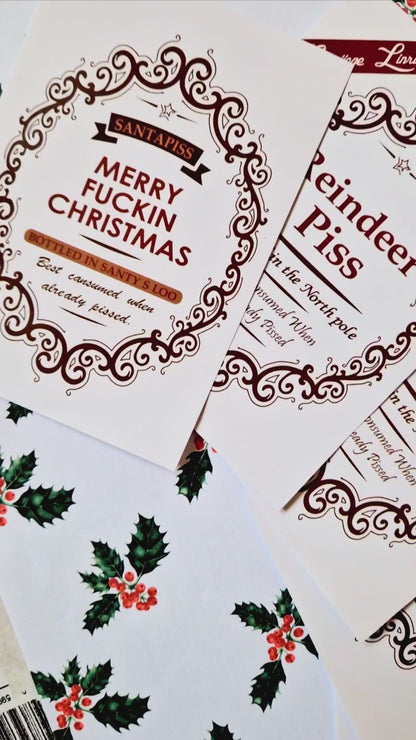 Christmas Wine Bottle Labels | Alcohol Label | Funny Christmas Stickers | Gift Idea | Unique gifts | Santa | Elf | Xmas | Bottle Labels |